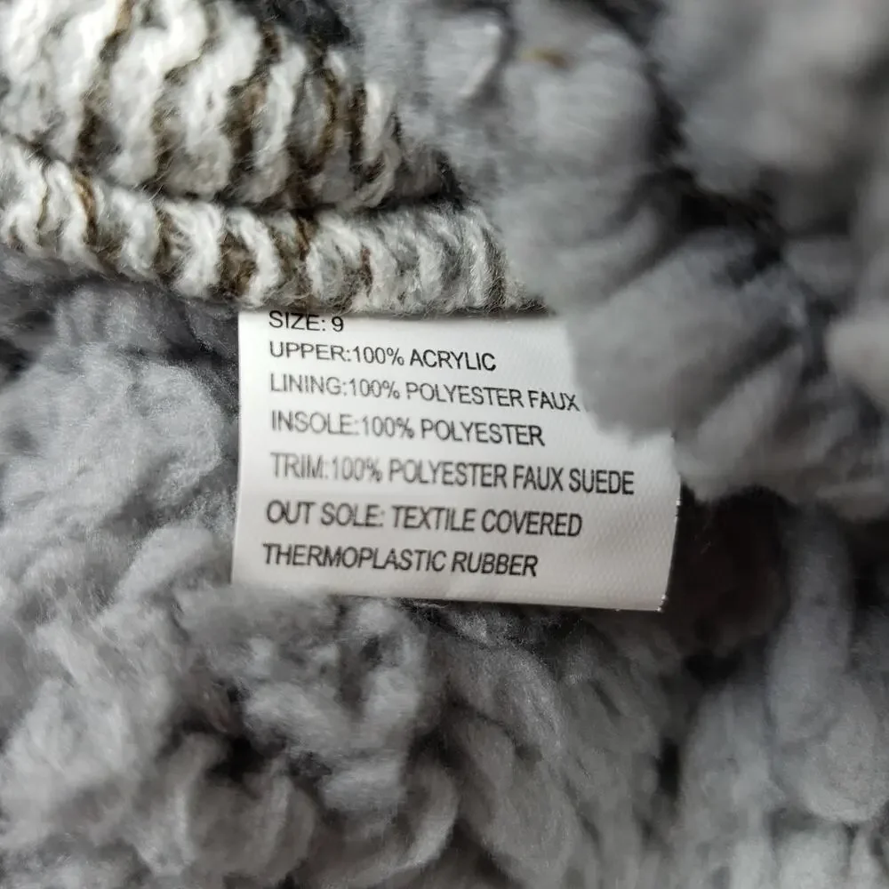 Muk Luks Liza Womens Size 9 Gray Knit Pull On Side Buttons Casual Slipper Boots